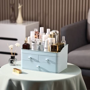 cute makeup organizer storage box cosmetic organizer big drawer with mirror