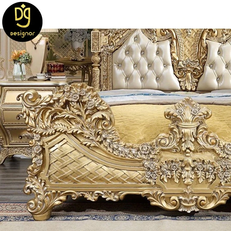 DG201109BA2 Modern new designs house bed room furniture set Italian luxury princess bed king size frame solid wooden bed