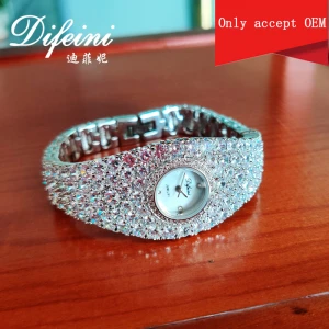 Difeini all stones prong setting watch new women iced out watch brass jewelry diamonds covered japan quartz watch