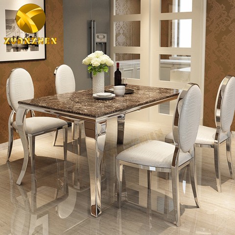 dining room furniture kitchen  luxury dining table set stainless steel dining tables DT 002