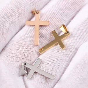 DIY Jewelry 14*21 15*30mm Stainless Steel Mirror Polished Cross Pendant Charms