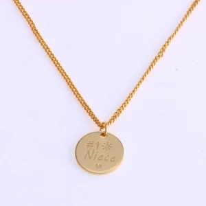 Drop Shipping Fashion 12*12 mm Coin Gold&Silver&Rose Gold Plated Stainless Steel Jewelry Name Personalized Pendant Necklace
