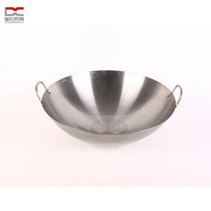 DuoCai No Coating Stainless Steel Handle Carbon Steel Round Bottom Chinese Shinny Wok