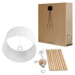 EEA Lampara De Pie Corner Standing Tripod Wooden Floor Lamp Modern