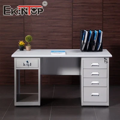 Ekintop Home Desk Office Furniture Small Modern Metal Table with Storage