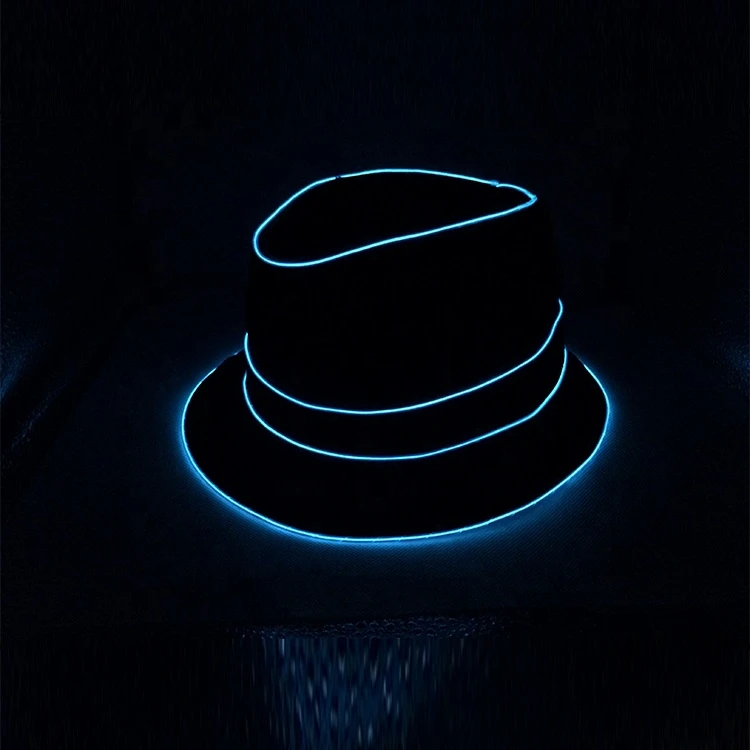 EL Wire Light up Hat Fedora Disco Top Hat