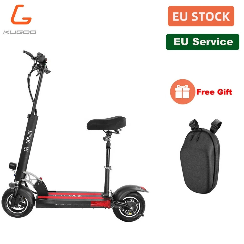 EU KUGOO M4 Folding E Scooter with Seat for Adult 500W Motor 3 Speed Modes 45km/h Load 150kg 10 Inch Pneumatic Tire Dual Brake