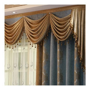 European style decoration window curtains Jacquard Curtain with valance design