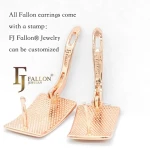 F82100371 FJ Fallon Fashion Jewelry Wire Hook Flat Square Earrings Plated In Rose Gold Brass Based
