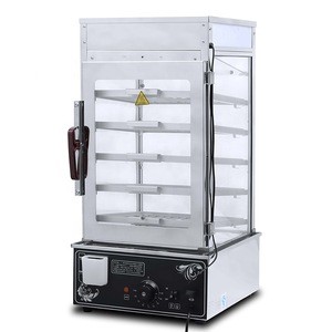 Factory Commercial 5 Layers Electric Steamer Stainless Steel Steamed Glass Food Warmer Display Showcase