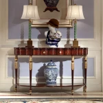 Factory direct antique wood painted classical semicircle luxury console table