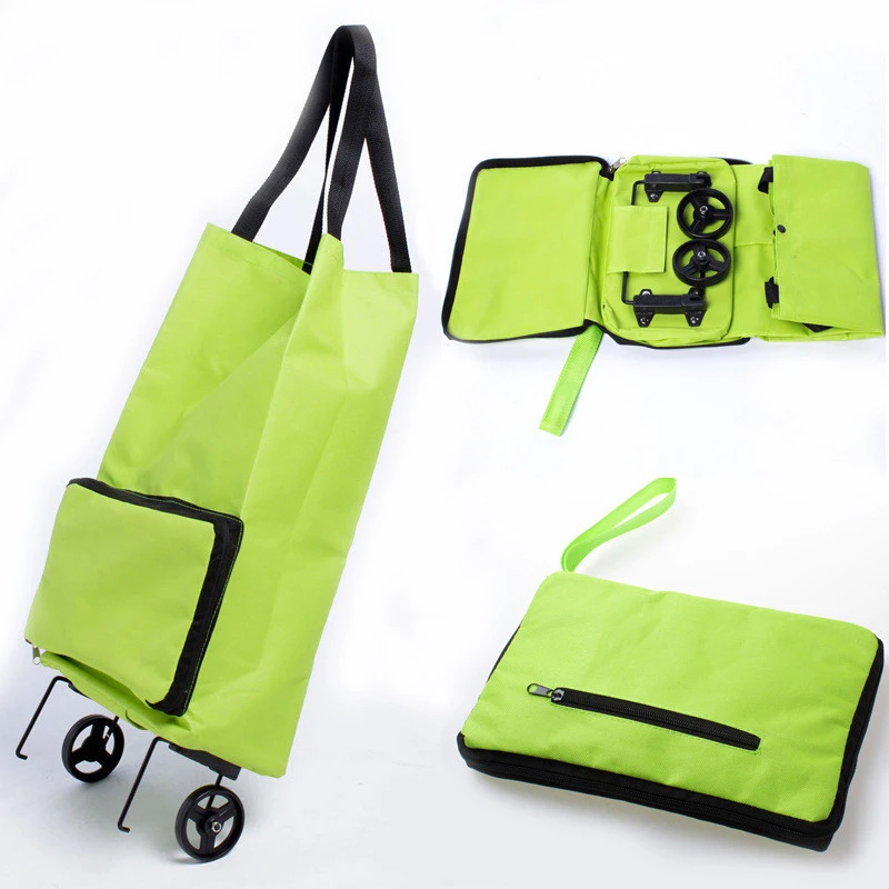 Factory Outlet Oxford Cloth Wheel Bag Folding Shopping Cart Zipper Storage Clutch Supermarket Tug Bag Hand Truck