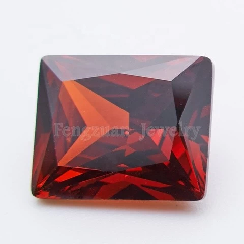 Factory price 4a rectangle cz stone 4x6mm 5x7mm garnet color loose cubic zirconia gems for jewelry making