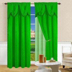 Factory sale jacquard curtain double layer curtain with attached valance