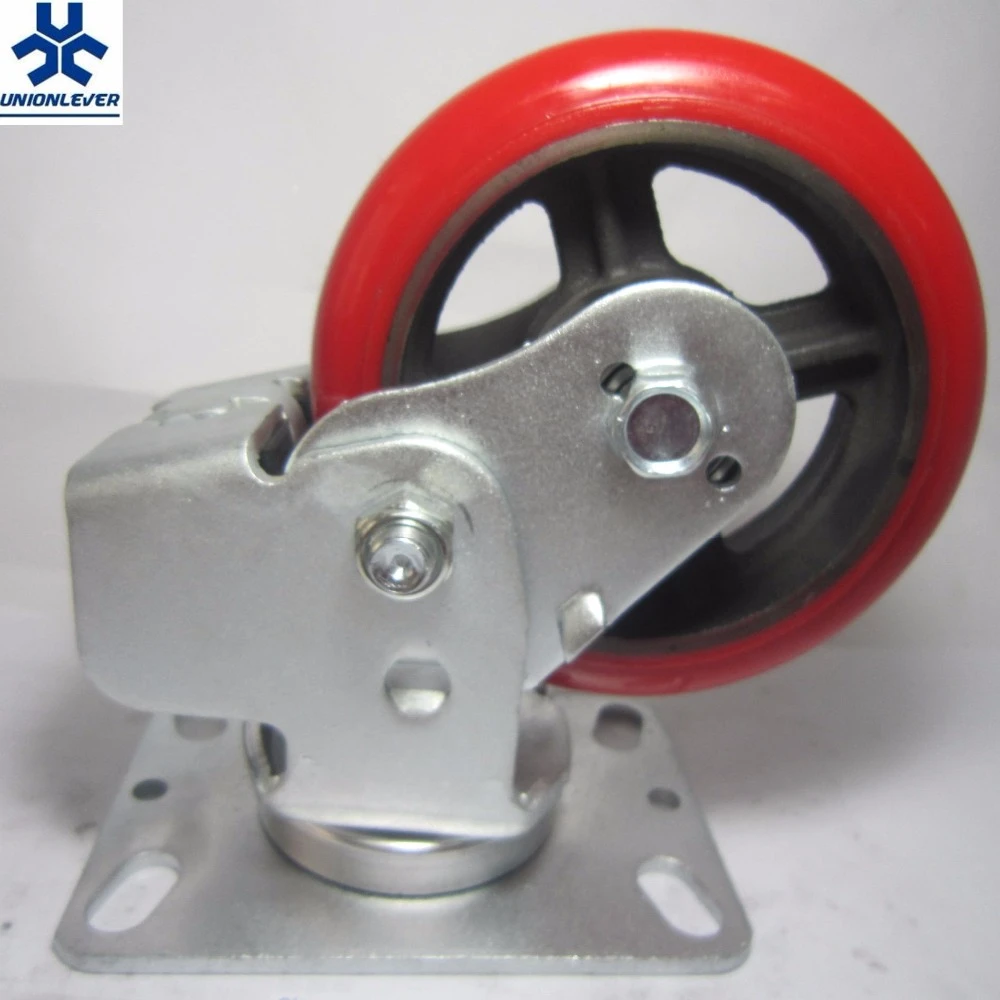 Factory supply 150mm swivel spring Shock absorption caster wheels have rubber block