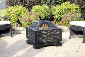 Factory Supply Square Charcoal Stove With Grill Mesh Wood Burning Outdoor Garden Steel Fire Brazier Bonfire Fire Pit