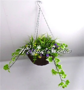 Factory wholesale Beauty Artificial flowers hanging basket with high quality