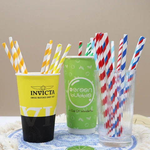 Factory wholesale custom disposable drink cup paper straws custom paper straw logo drinking paper straw