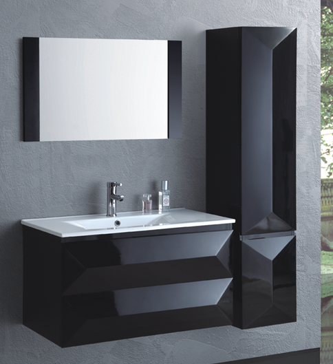 Fame MDF Painting Lacquer Modern Style Ceramic Resin Basin Side Vanity Bathroom Design Cabinet with Mirror