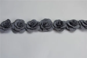 Fashion 100% polyester 3d flower lace and chiffon trims for wedding dress