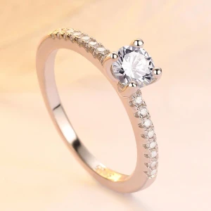 Fashion Jewelry 925 Silver Ring With White CZ Rings Jewelry Women Simple Style Elegant Prongs Setting Dylam jewelry