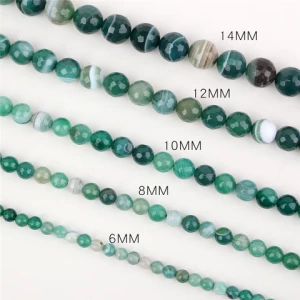 Fashion Jewelry Faceted Green Line Agate Stone Loose Matte Agate Beads China Wholesale