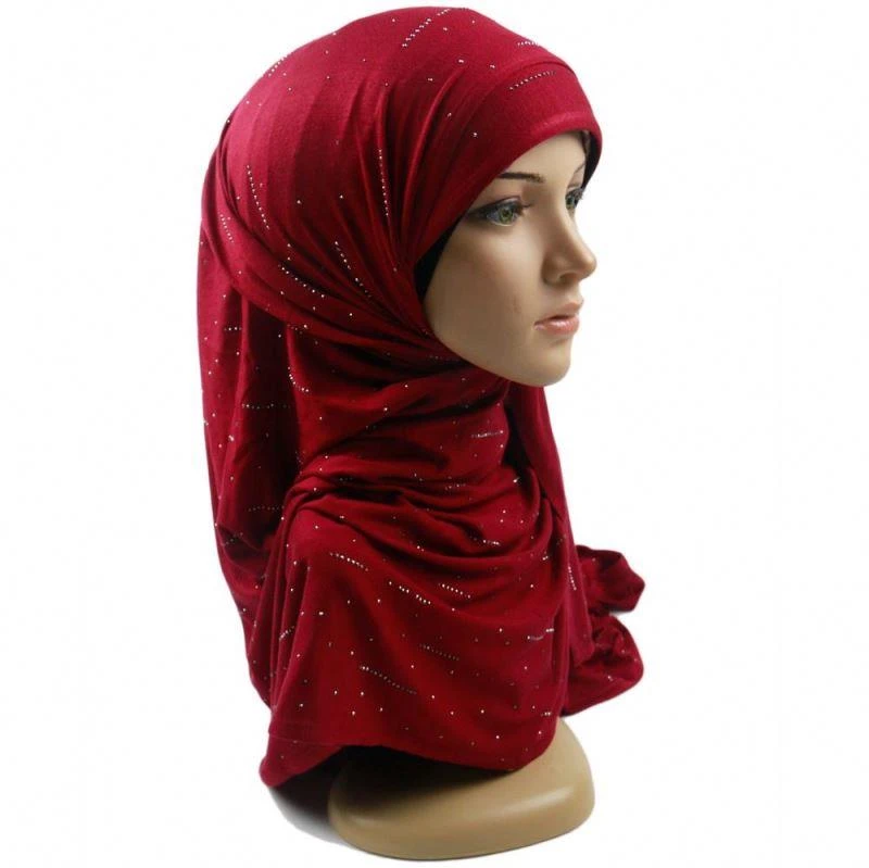 Fashion Muslim Solid Shawl Wrap Plain veil wholesale Factory New Pleated Scarf Women stone jersey diamond Hijab Scarf