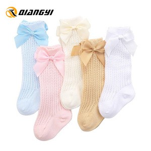 Fashion Pure Color Cute Lace Custom Combed Cotton Knee High New Born Baby Socks