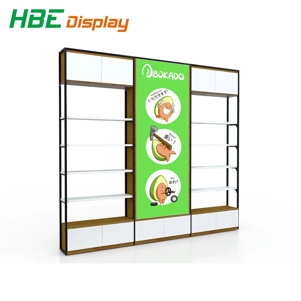 Fashion Wooden and Metal  Display Stand  Rack Store Shelf  with light box