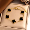 Fine Jewelry 18K Gold Plated Lucky Clover Bracelet Necklace Earrings Ring Jewelry Set For Women Gifts