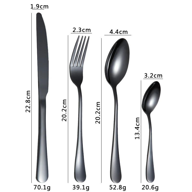 Flatware Cutlery Set Stainless Steel 24 Pieces Cutlery Set Stainless Steel 1010 Cutlery Black Flatware