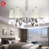 Flying Lighting round stainless steel live room drop led crystal chandelier lamp pendant light