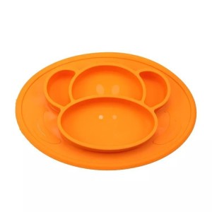 Food Grade Silicone Monkey Shaped Baby Divided Feeding Plate