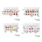 Foreign trade hot selling christmas series cartoon drip oil can snowflake bell combination christmas earrings for woman
