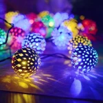 Free Shipping LED Solar String Light Moroccan Balls 15ft Fairy Light Lantern Lamp Christmas Tree Strand Lighting for Garden