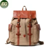 Ga115 Manufacturer Custom Outdoor High Quality for Women Men Vintage Canvas Man Genuine Leather Backpacks Bag with Logo Large Capacity Travel Laptop Backpack