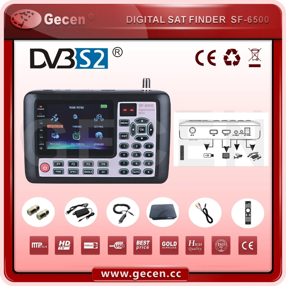 Gecen HD MPEG4 DVB-S2 Spectrum Satellite finder meter 3.5inch SF-6500