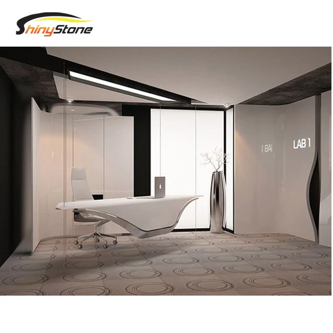 Glossy funky curved shape artificial marble/solid surface office furniture