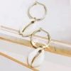 Gold jewelry natural shell huggie hoop earrings