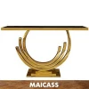 Gold Leaf Top Mid Century Modern Style Console Table