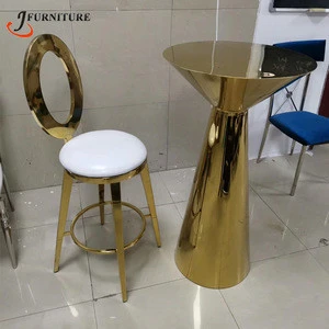 Good quality gold stainless steel white PU high bar chairs