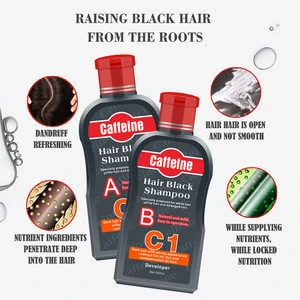 Hair Care Once Effective Natural Caffeine Hair Color Dye Shampoo Set with Two Shampoos for Black Hair