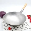 Handmade Iron Wok With Single Wooden Handle Uncoated Pot Gas Stove Applicable Non-stick Pan Iron Wok