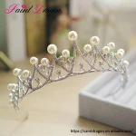 Handmade Pearl crystal bride crown luxury tiara wedding dress accessories