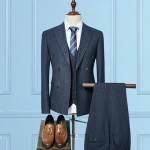 Haofei 3 pcs best man's clothes Striped new style wholesale boutique wedding suits for men
