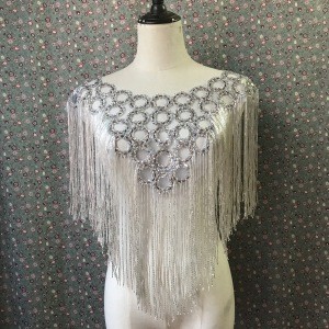 haute couture  dress decorative fashion  fringe tassl  collar bolero in silver