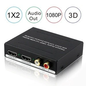 HDMI Splitter 1x2 with Optical RCA Audio Output 1 In 2 Out Signal Distributor Support 3D for PS4 Xbox One DVD Blu-ray Player