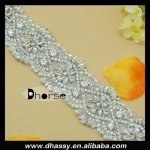 Heavy handmade beaded crystal craft garmeng wedding accessory silver rhinestone trimmings
