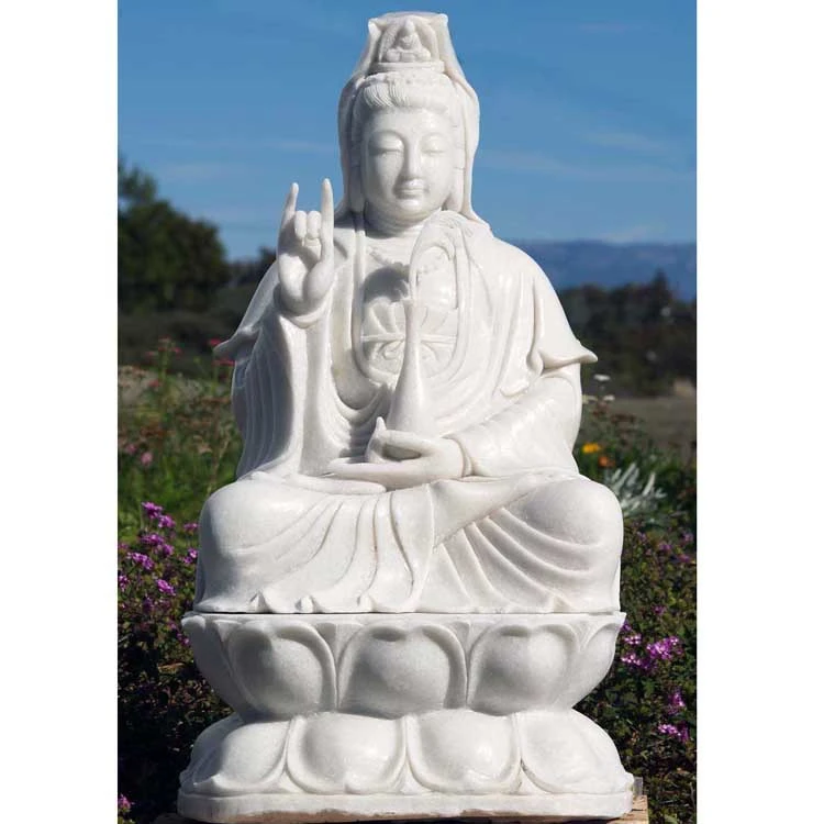 Hebei factory carved white marble kuan yin statue