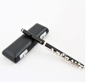 High grade factory price handmade woodwind instruments ebony body with silver plated piccolo